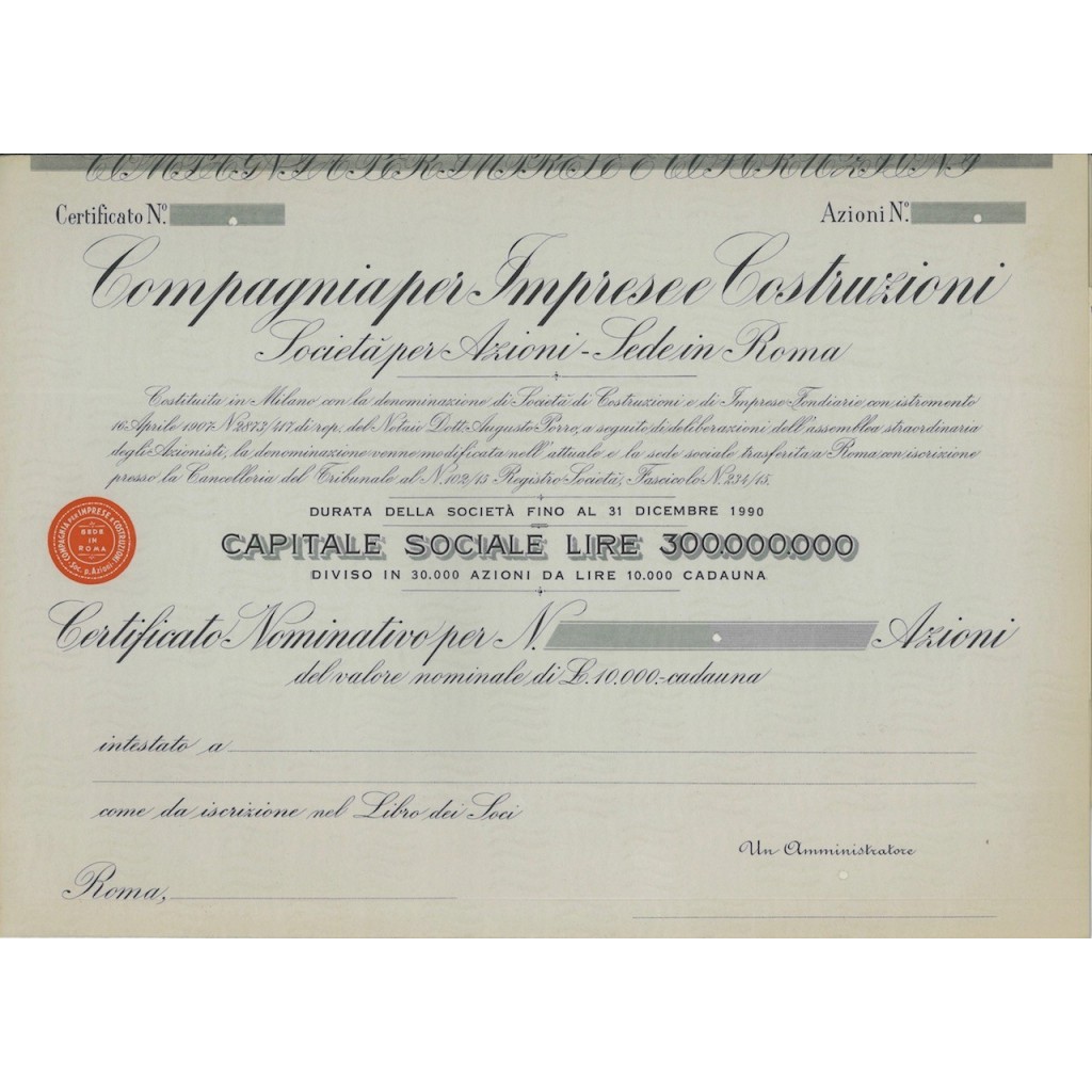 COMPAGNIA PER IMPRESE COSTRUZIONI - AZIONI ROMA