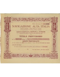 NAVIGAZIONE ALTA ITALIA - AZIONI - TORINO 1926