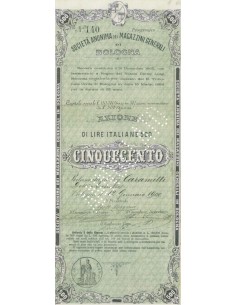 SOC. ANON. DEI MAGAZZINI GENERALI DI BOLOGNA 1 AZIONE BOLOGNA 1900