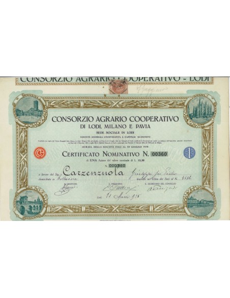 CONSORZIO AGRARIO COOP. LODI MILANO PAVIA - 1 AZIONE LODI 1925