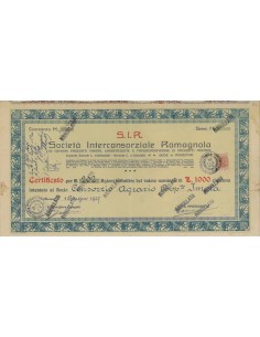 S.I.R. SOC. INTERCONSORZIALE ROMAGNOLA 202 AZIONI - RAVENNA 1927