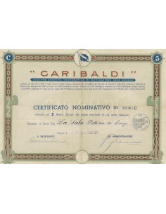 GARIBALDI SOC. ANON. COOP. DI NAVIGAZIONE 5 AZIONI GENOVA 1936