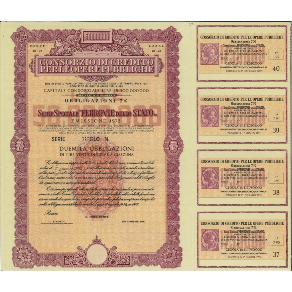 CONS. DI CREDITO PER LE OPERE PUBBLICHE 2000 OBB. ROMA 1972