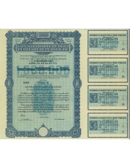 CONS. DI CREDITO PER LE OPERE PUBBLICHE 40 OBB. ROMA 1972