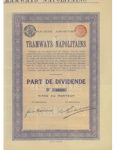 SOC. ANON. TRAMWAYS NAPOLITANS - 1 AZIONE - BRUXELLES 1875