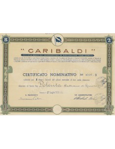 GARIBALDI SOC. ANON. COOP. DI NAVIGAZIONE 2 AZIONI GENOVA 1936