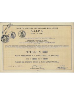 S.A.I.P.A. 50 OBBLIGAZIONI ROMA 1949