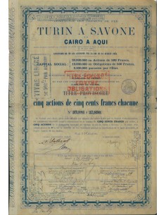 TURIN A SAVONE CAIRO A AQUI AZIONE DI FONDAZIONE TORINO 1862