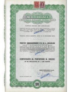 MEDITERRANEA RAFF. SICILIANA PETROLI SPA 100 OBB. MILANO 1960