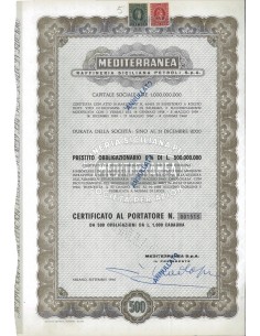 MEDITERRANEA RAFF. SICILIANA PETROLI SPA 500 OBB. MILANO 1960