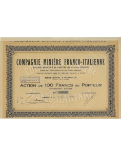 COMP. MINIERE FRANCO-ITALIENNE - 1 AZIONE MARSIGLIA 1923