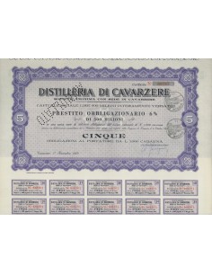 DISTILLERIE DI CAVARZERE - 5 OBBLIGAZ. CAVARZERE 1949