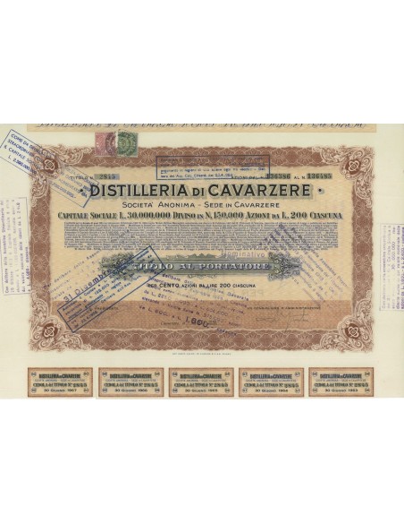 DISTILLERIE DI CAVARZERE - 100 AZIONI CAVARZERE 1940