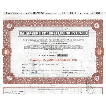 DISTILLERIE DI CAVARZERE - 100 AZIONI CAVARZERE 1981