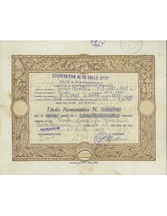 COOP. ALTA VALLE STURA - 1 AZIONE PIETRAPORZIO 1949