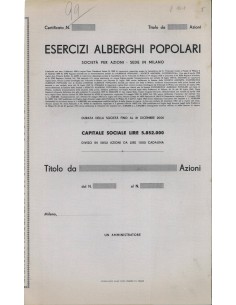 ESERCIZI ALBERGHI POPOLARI - AZIONI MILANO 1899
