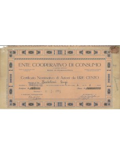 ENTE COOP. DI CONSUMO -1 AZIONE - GOSSOLENGO 1929