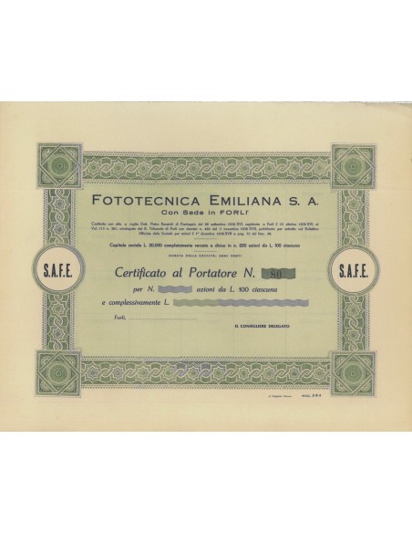 FOTOTECNICA EMILIANA SA - AZIONI FORLI' 1938