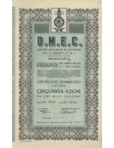 O.M.E.C. - 50 AZIONI MANDURIA 1950