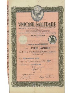 UNIONE MILITARE COOP. CONSUMO E CREDITO - 3 AZIONI ROMA 1950