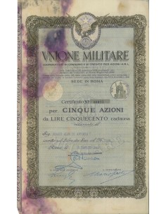 UNIONE MILITARE COOP. CONSUMO E CREDITO - 5 AZIONI ROMA 1950