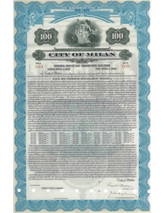 CITY OF MILAN 1 OBBLIGAZIONE DA 100$ MILANO 1927