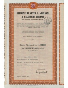 OFF. DI SESTO S. GIOVANNI E VALSECCHI A. - 25 AZIONI MILANO 1963