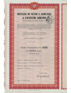 OFF. DI SESTO S. GIOVANNI E VALSECCHI A. - 100 AZIONI MILANO 1963