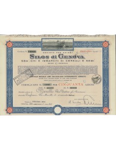 SOC. ANON. SILOS DI GENOVA - 50 AZIONI GENOVA 1953