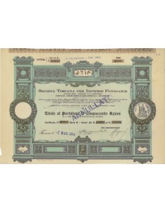 SOC. TOSCANA PER LE IMPRESE FONDIARIE - 500 AZIONI FIRENZE 1934