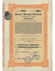 SOC. MILANESE PASTIFICIO - 30 AZIONI MILANO 1963