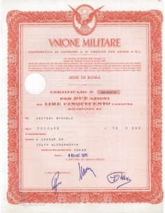 UNIONE MILITARE COOP. CONSUMO E CREDITO - 2 AZIONI ROMA 1970