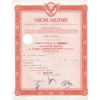 UNIONE MILITARE COOP. CONSUMO E CREDITO - 2 AZIONI ROMA 1970