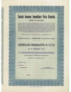 SOC. ANON. IMMOBILIARE PORTA ORIENTALE - AZIONI MILANO 1922