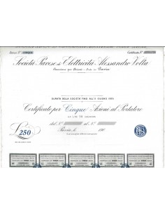 SOC. PAVESE ELETTRICITA' A. VOLTA - 5 AZIONI PAVIA 1907