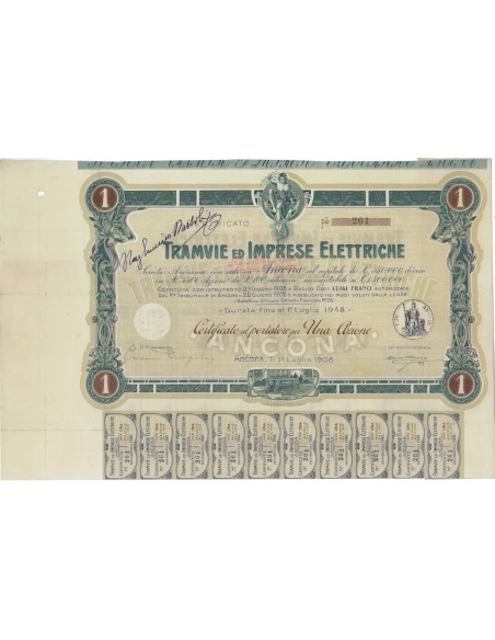 TRAMVIE ED IMPRESE ELETTRICHE - UNA AZIONE ANCONA 1908