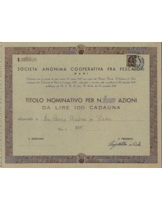 SOC. ANON. COOP. FRA PESCATORI - 7 AZIONI BARI 1931
