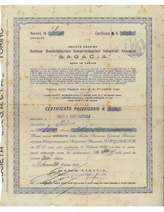 S.A.G.A.C.I.A. - 80 AZIONI MILANO 1930