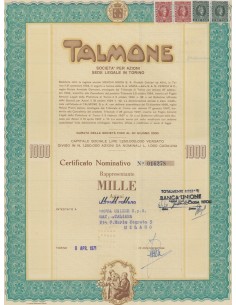 TALMONE CERTIFICATO DA 1000 AZIONI TORINO 1971