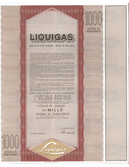 LIQUIGAS - 1000 AZIONI MILANO 1976