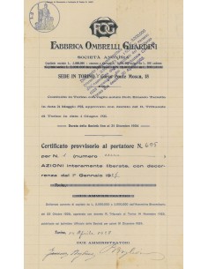 FABBRICA OMBRELLI GIARDINI 1 AZIONE TORINO 1928