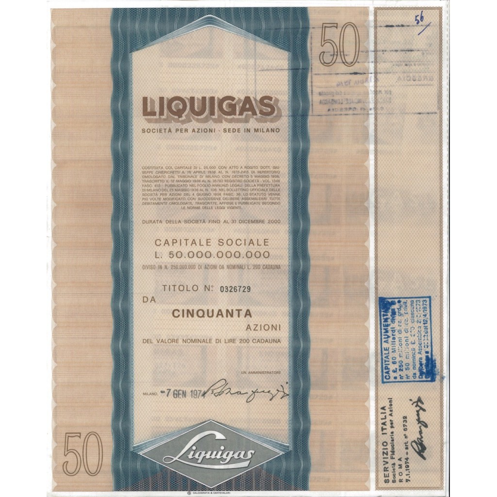 LIQUIGAS - 50 AZIONI MILANO 1974