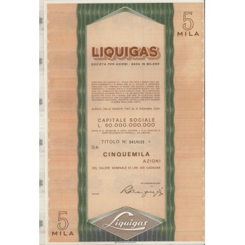 LIQUIGAS - 5000 AZIONI MILANO 1936