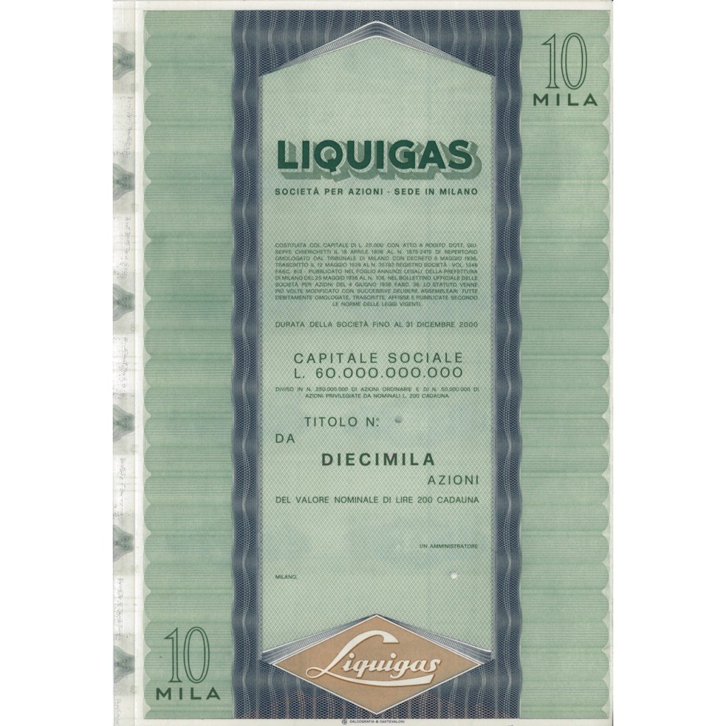 LIQUIGAS - 10000 AZIONI MILANO 1936