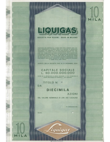 LIQUIGAS - 10000 AZIONI MILANO 1936