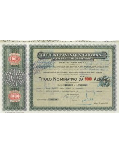 OFF. DI SESTO S. GIOVANNI E VALSECCHI A. 1000 AZIONI MILANO 1950