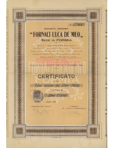 FORNACI LUCA DE MEO SOC. ANON. - 1 AZIONE FORMIA 1926