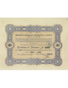 SOC. ANON. PRODOTTI L.A.R.E.S. - 10 AZIONI ROMA 1939