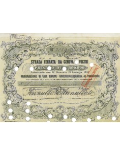 STRADA FERRATA GENOVA VOLTRI 1 OBBLIGAZIONE GENOVA 1857