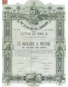 CITTA' DI PAVIA 1 OBBLIGAZIONE AL PORTATORE 1920